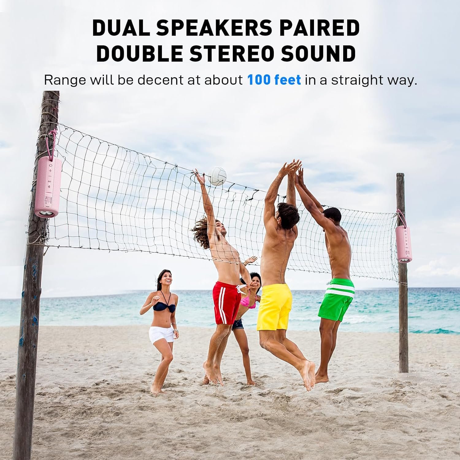 MIATONE Outdoor Portable Bluetooth Speakers Wireless Speaker Waterproof - Pink - Image 6