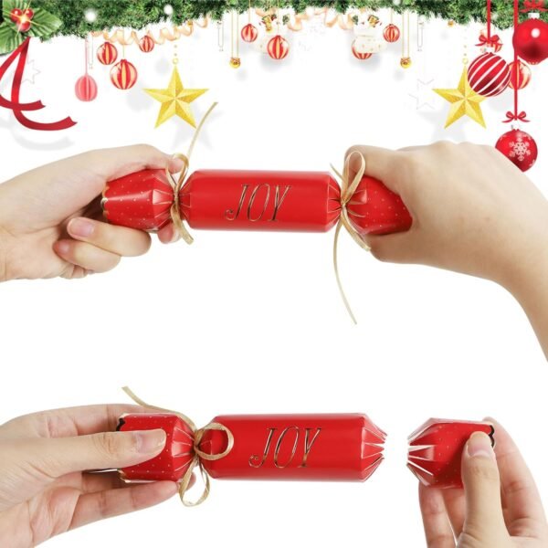 Lulu Home 12 Packs Non-Snap Christmas Crackers Set, Xmas Gift Box Kit Inside with A Puzzle, Small Gadget & Paper Crown for Party Dinner Game Traditions, Reindeer Santa Patterned, Each 6.5"H x 1.4"Dia - Image 7
