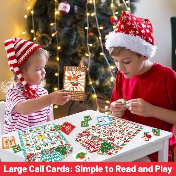 56 Sheets Christmas Bingo Game, 32 Players Christmas Bingo Cards for Kids Adults Christmas Party Game for Family Large Group Winter Holiday Party Favor Kids Bingo - Image 6