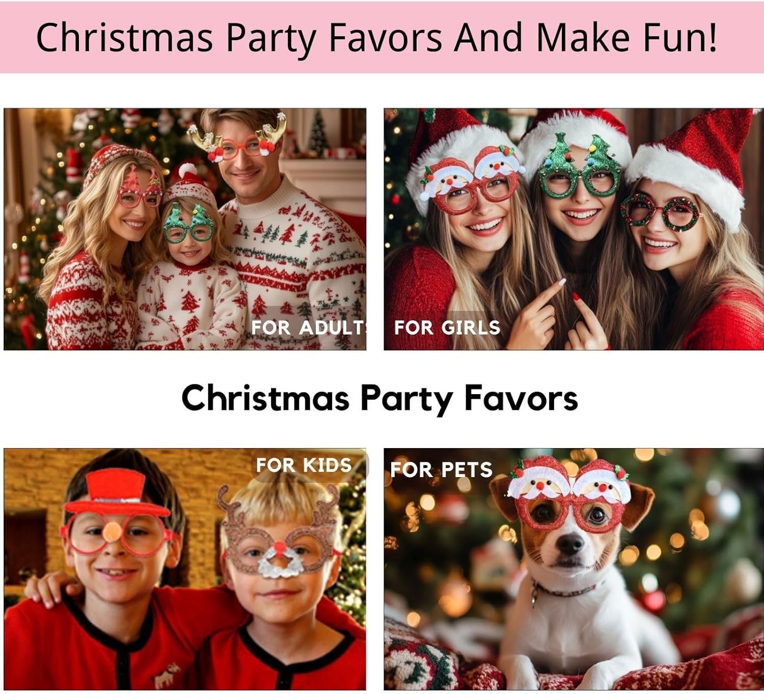 16 PCS Christmas Holiday Glasses for Kids & Adults ,Cute Christmas Glasses Frames,Fun Christmas Party Favors Festive Decorations & Trinkets , Perfect for Goodie Bag Stuffers ,best Photos booth - Image 6