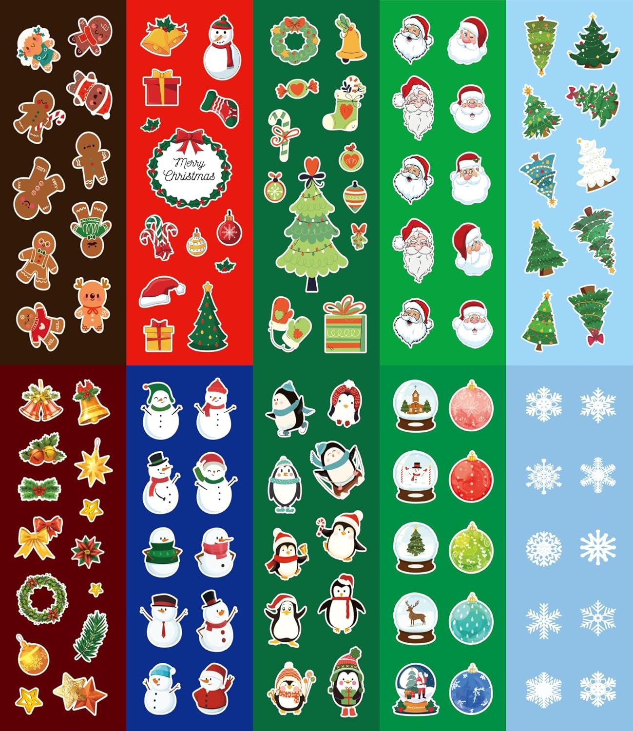 100 Sheets Christmas Stickers for Kids, 1220+pcs Holiday Stickers for Christmas Party Favors Stocking Stuffers, Bulk Christmas Stickers for Crafts Cards (10 Styles) - Image 3