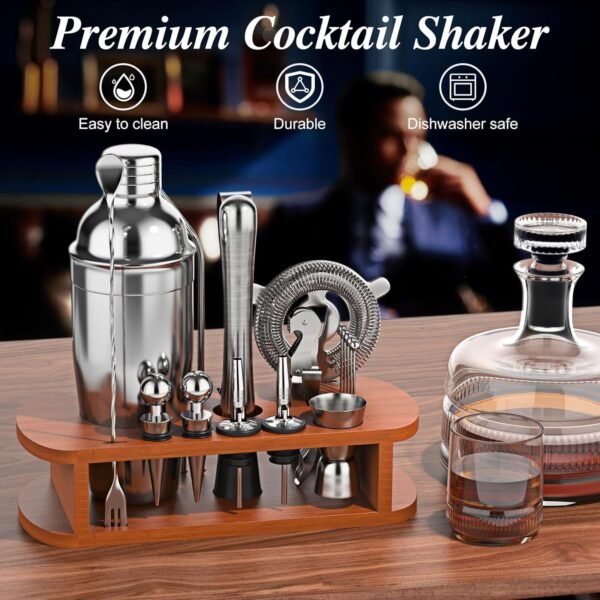 Cocktail Shaker Set with Stand - 25pcs Mixology Bartender Kit 25oz Professional Bar Tools Set Bar Accessories for Drink Mixing, Bartender Gifts for Home Bar, Parties - Image 4