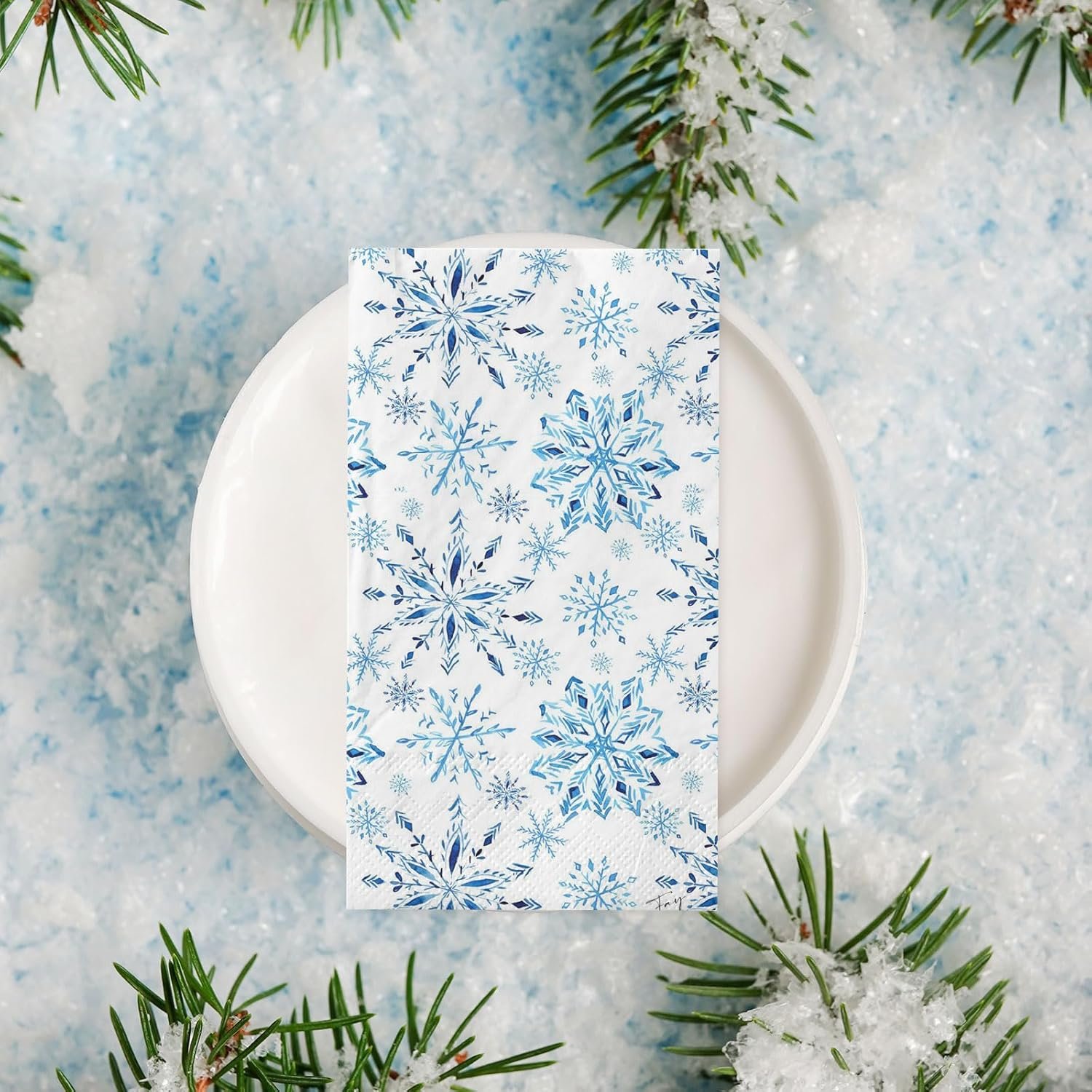 200Pcs Christmas Snowflake Guest Napkins Watercolor Blue Snowflake Disposable Napkins Winter Xmas Dinner Hand Towel Paper Napkins for Bathroom Wedding Holiday Party Table Supplies - Image 4