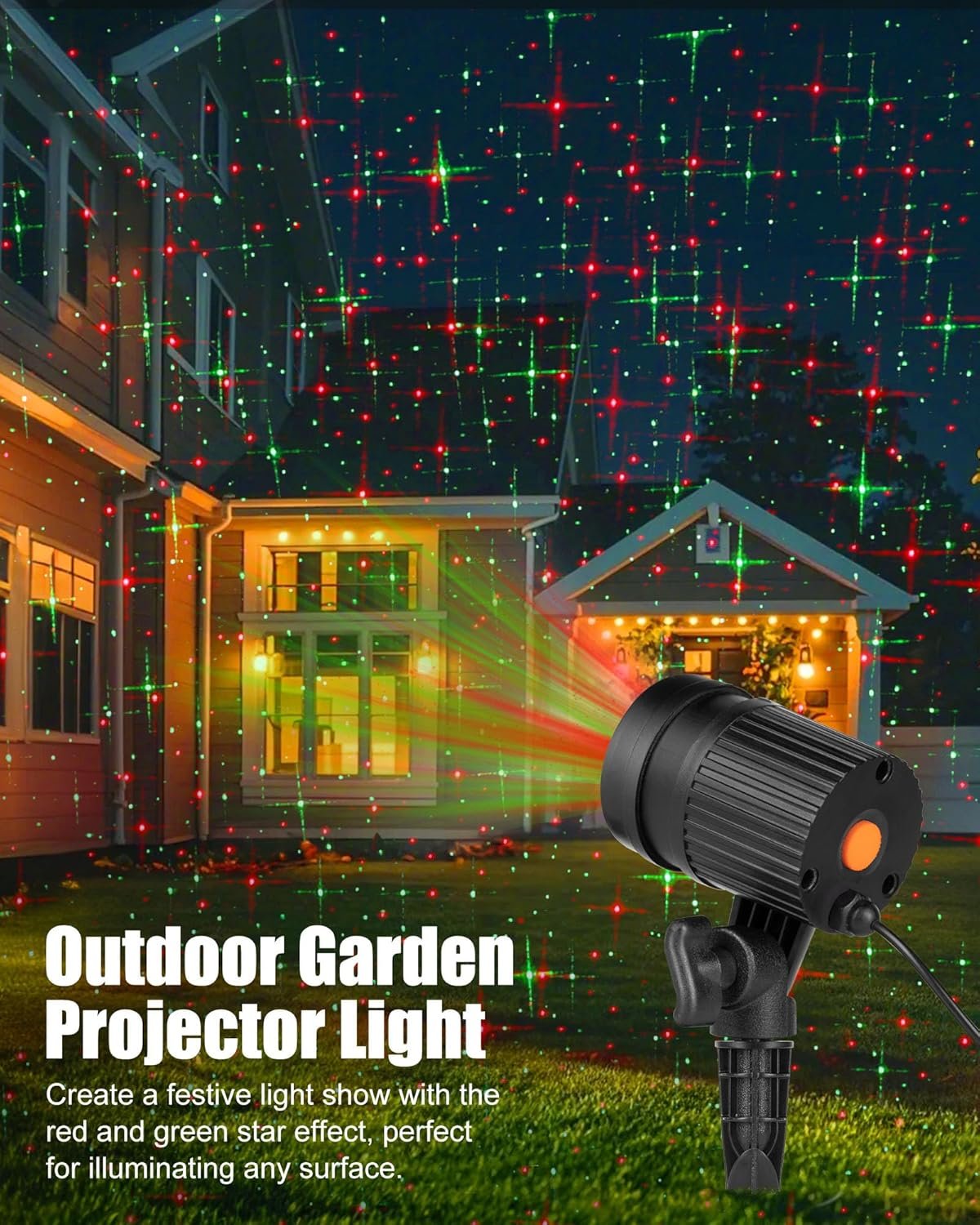 2 Pack Christmas Lights Laser Projector Outdoor Red and Green Starry Projection Light 3 Working Modes Waterproof Plug in Mountable for Holiday Xmas House Indoor Party New Year Decoration Show - Image 7