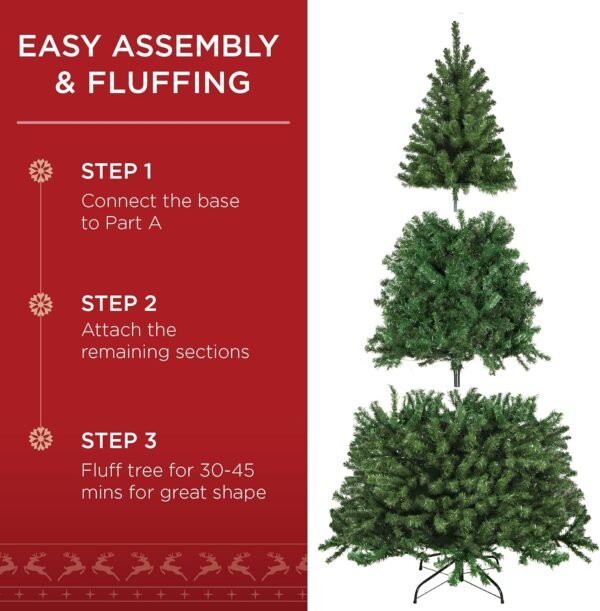 Best Choice Products Artificial Christmas Tree, 6ft Premium Unlit Realistic Spruce Holiday Décor w/Dense Branches, Easy Assembly, Metal Base - Image 5