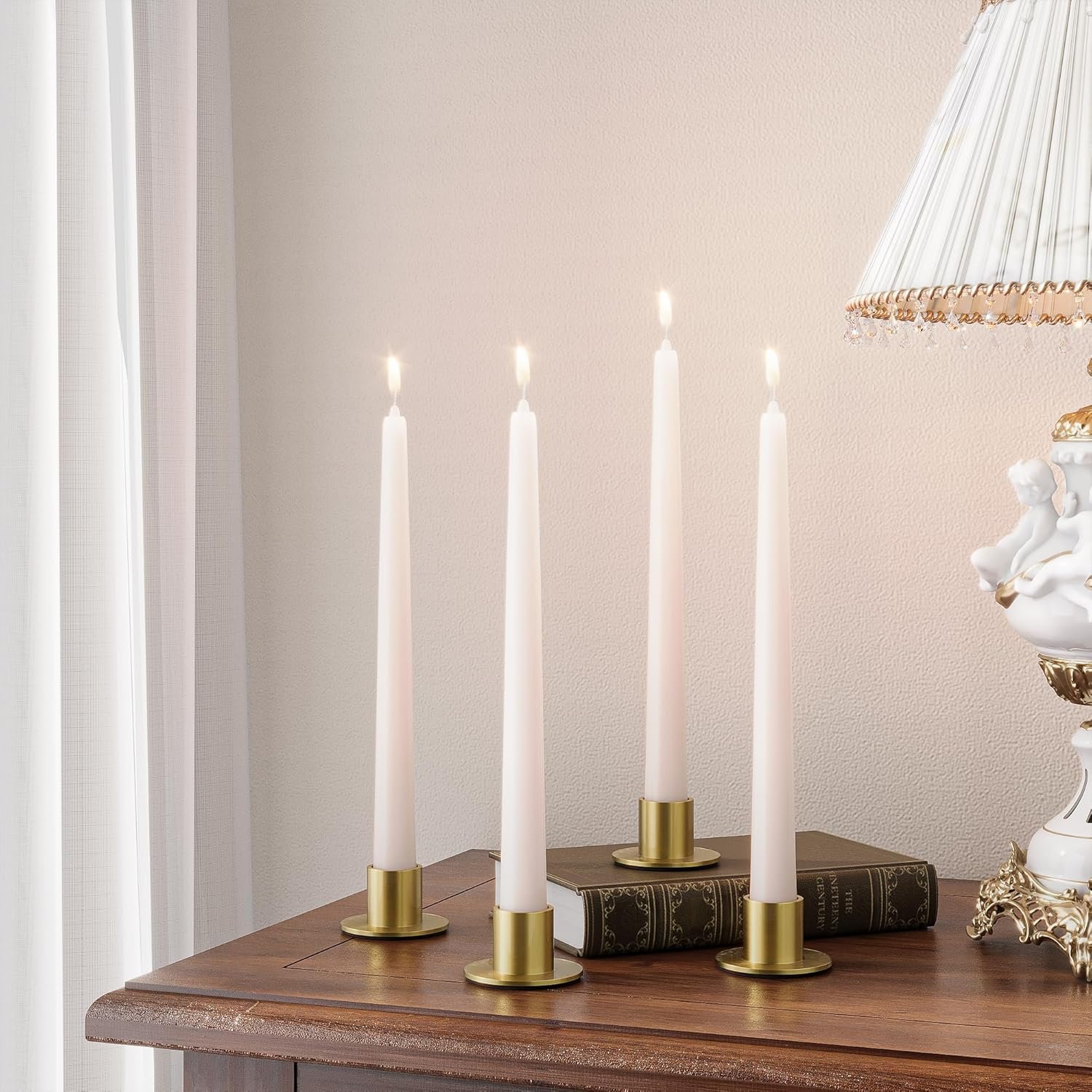 6 Pcs Brass Gold Candlestick Holders, Taper Candle Holders for Table Centerpiece, Festive Christmas Mantel Decoration or Home Decor - Image 6