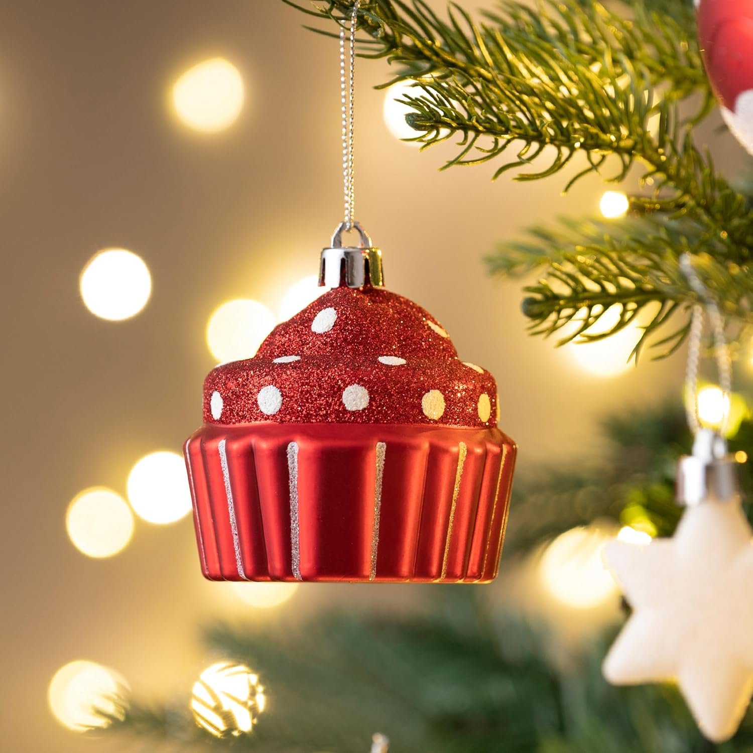 Valery Madelyn Christmas Ball Ornaments Set, 80ct Candy Cane Red and White Shatterproof Christmas Tree Decorations, Variety Decorative Hanging Ornaments for Xmas Trees Bulk Holiday Party Decor - Image 7