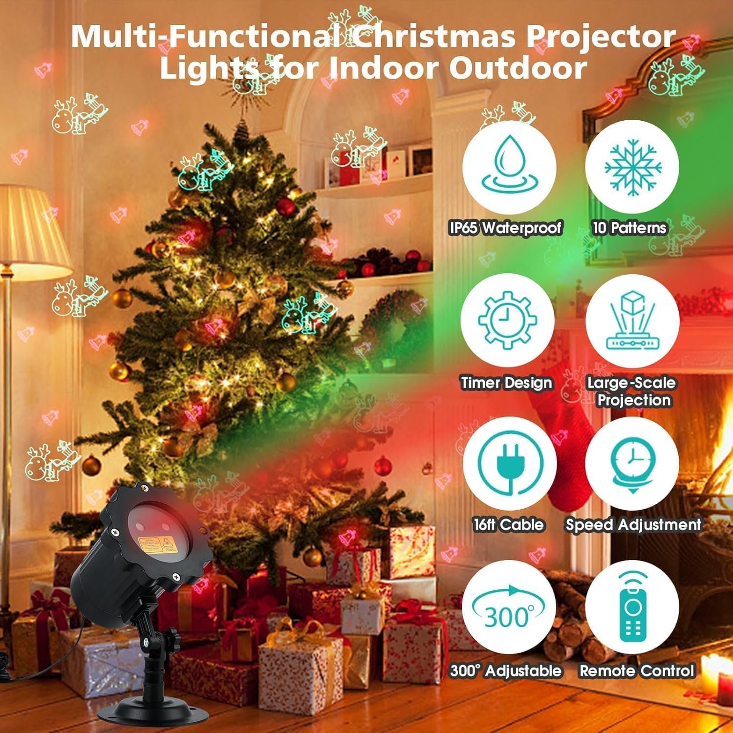 Christmas Projector Lights Outdoor, Waterproof Christmas Decorations Led Lights Projector with Remote Control Timer Indoor Firefly Lights for Xmas Yard Garden Holiday Party Home Decor Landscape Patio - Image 3