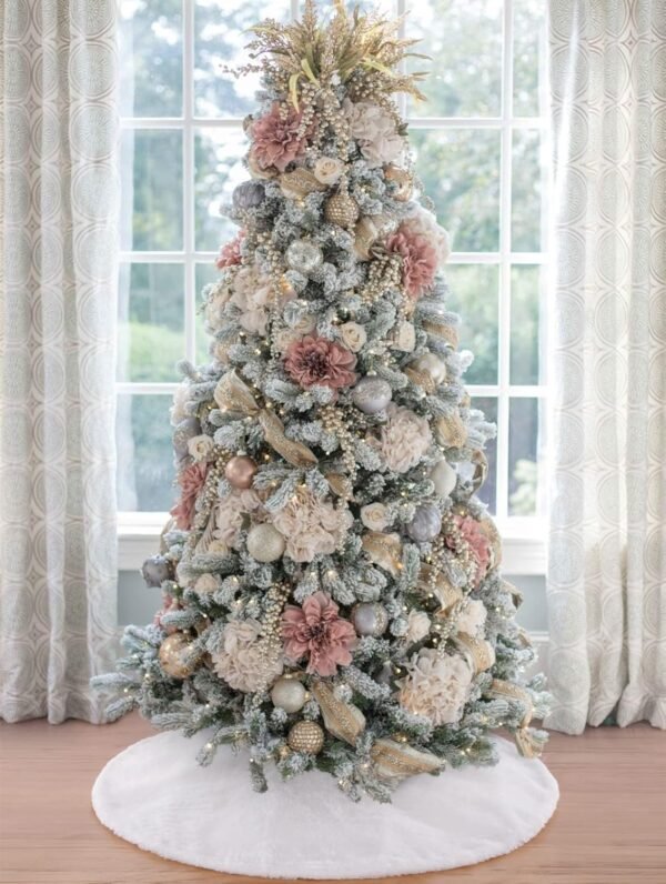 White Tree Skirt 48 Inch Large Faux Fur Tree Skirts Plush Holiday Christmas Tree Decorations for Xmas Ornaments Winter Indoor Party Decor - Image 7