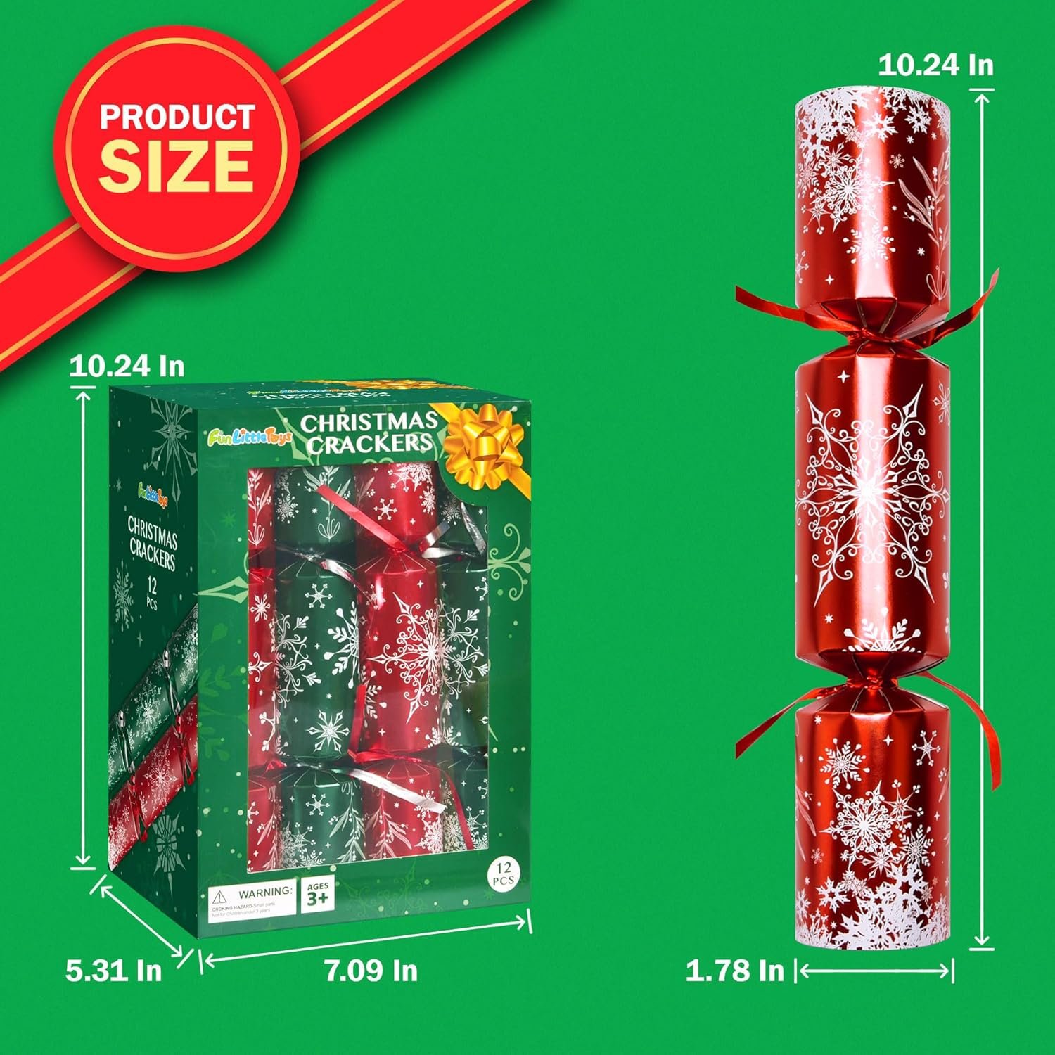 Christmas Crackers, 12 Pack Valentines No Snap Party Favors with Party Hat, Joke & Little Gift Inside for Christmas Thanksgiving Seasonal Holiday Dinner Traditions (Red and Green) - Image 7