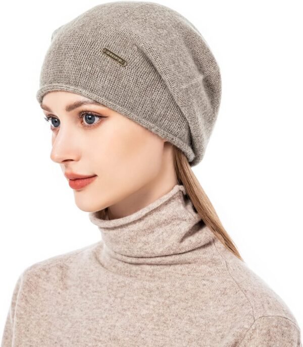 QUEENFUR Knit Slouchy Beanie Hats for Women Cashmere Ski Cap Knitted Wool Soft Warm Winter Hat - Image 3