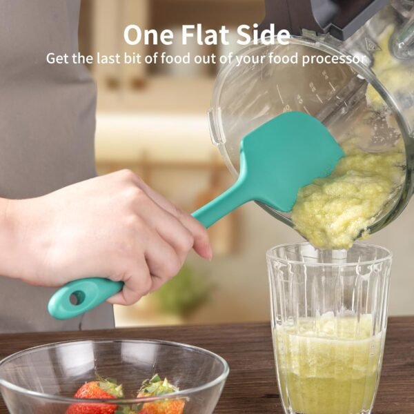 Kitchen Silicone Spatula Set, 600ºF High Heat Flex Silicone Large Scraper with Nonslip Handle for Cooking Mixing Baking Serving Stirring Flipping Non-stick Cookware (Aqua Sky) - Image 6
