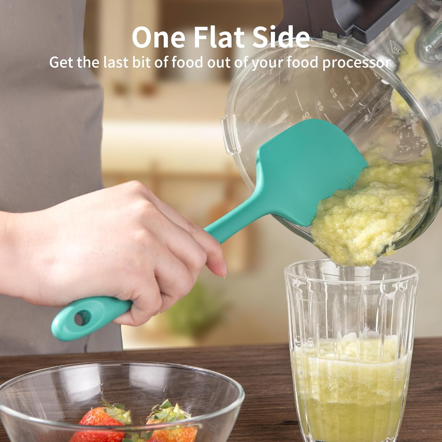 Kitchen Silicone Spatula Set, 600ºF High Heat Flex Silicone Large Scraper with Nonslip Handle for Cooking Mixing Baking Serving Stirring Flipping Non-stick Cookware (Aqua Sky) - Image 6