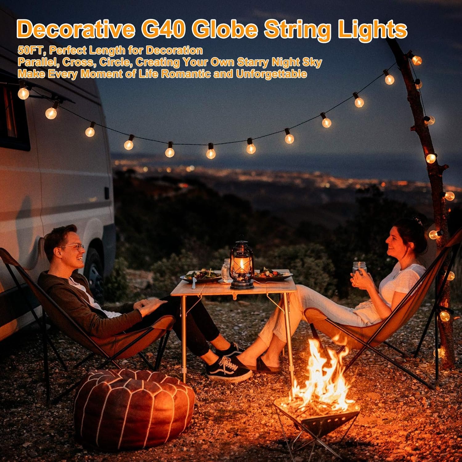 100ft 2-Pack Outdoor G40 LED Globe String Lights Dimmable Waterproof Shatterproof Light Strings with 52 Bulbs Connectable Commercial Hanging Lights for Christmas Patio House Backyard Balcony Party - Image 7