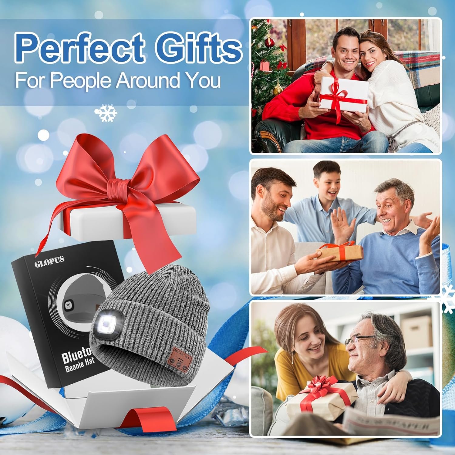 Stocking Stuffers for Adults Men, Bluetooth Beanie Hat with Light, Mens Gifts for Men Dad Him Grandpa Husband Christmas Grey - Image 3