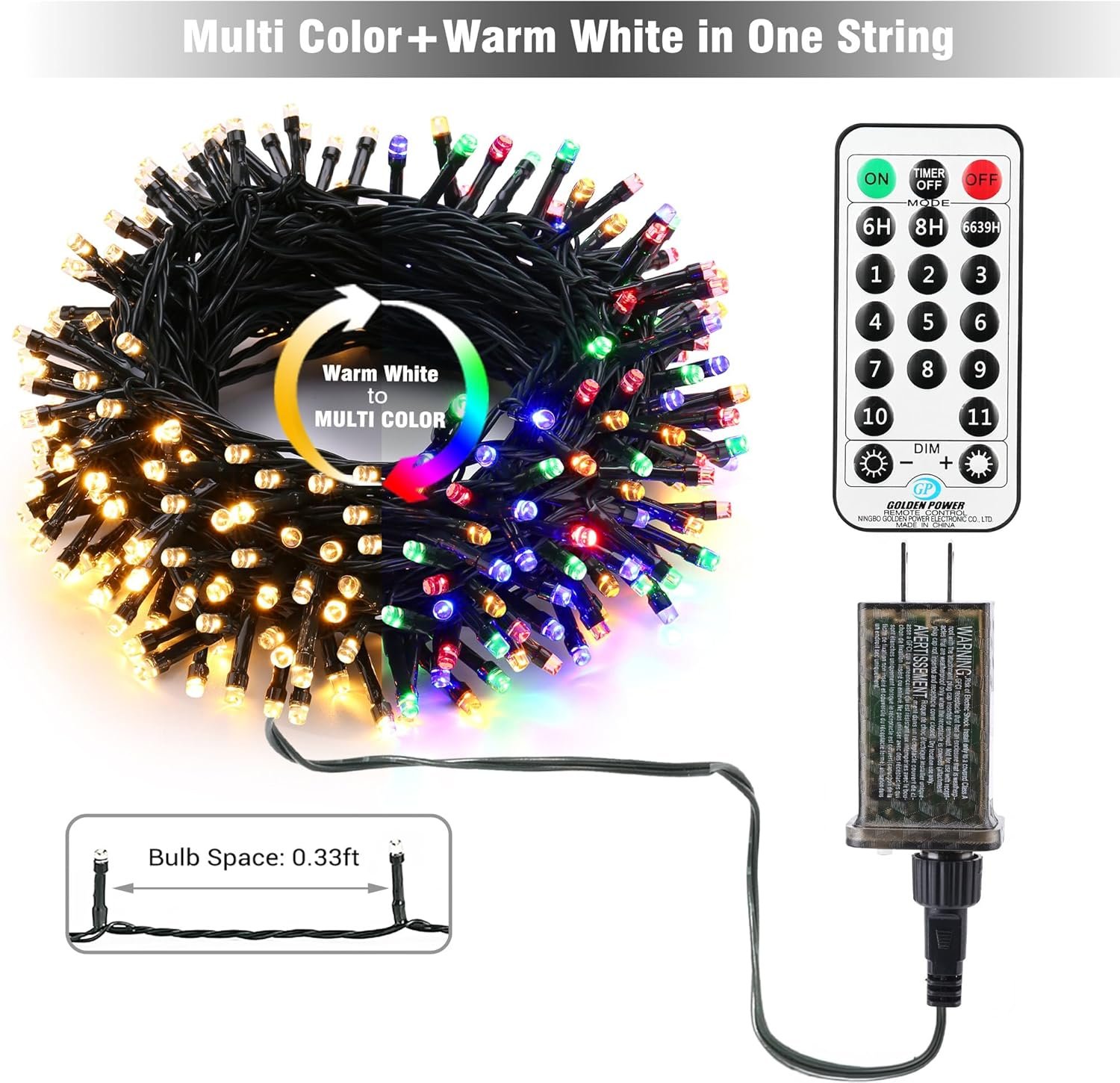 Brizled Christmas Lights, 65.67ft 200 LED Color Changing Tree Lights 11-Function Warm White & Multicolored Christmas Lights, Connectable 29V Safe Adapter Remote Decorative Lights String for Xmas Party - Image 8
