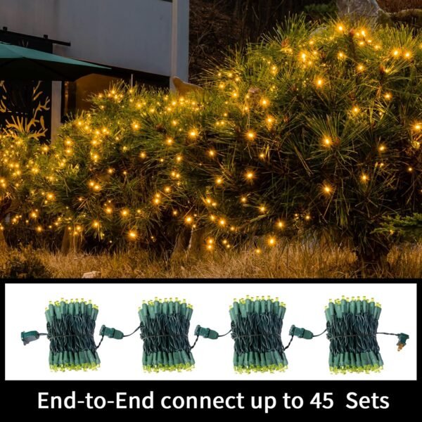 Yellow Wide Angle LED String Lights, 64.8 Ft 300 Count, Pack of 3 Strands 21.9 Ft 100 Lights UL Certified Commercial Grade Green Wire 5mm Holiday String Light - Image 7
