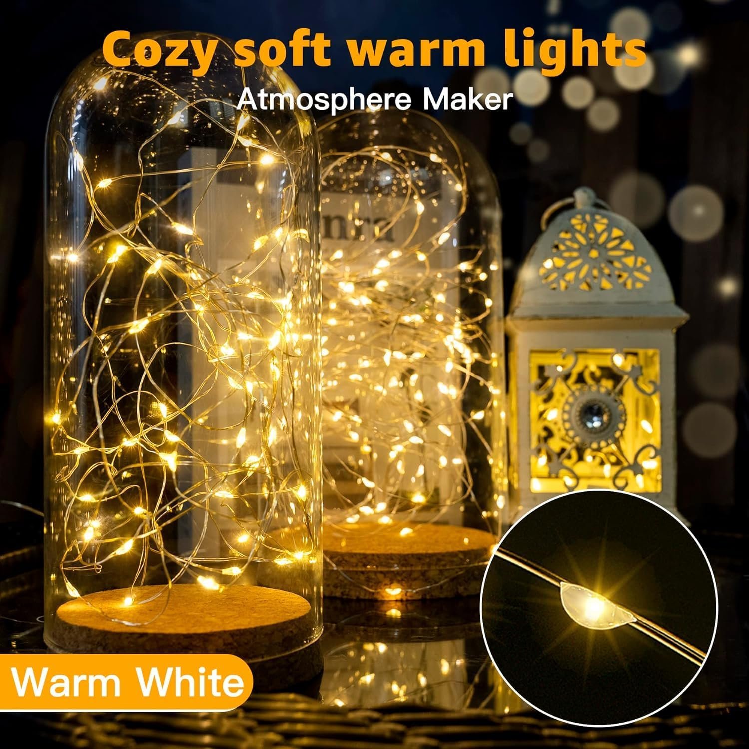 6 Pack Fairy Lights Battery Operated 7ft 20 LED Mini String Lights Twinkle Lights Silver Wire Firefly Starry Lights for Mason Jars Wedding Party Christmas Centerpiece Table Decorations, Warm White - Image 5
