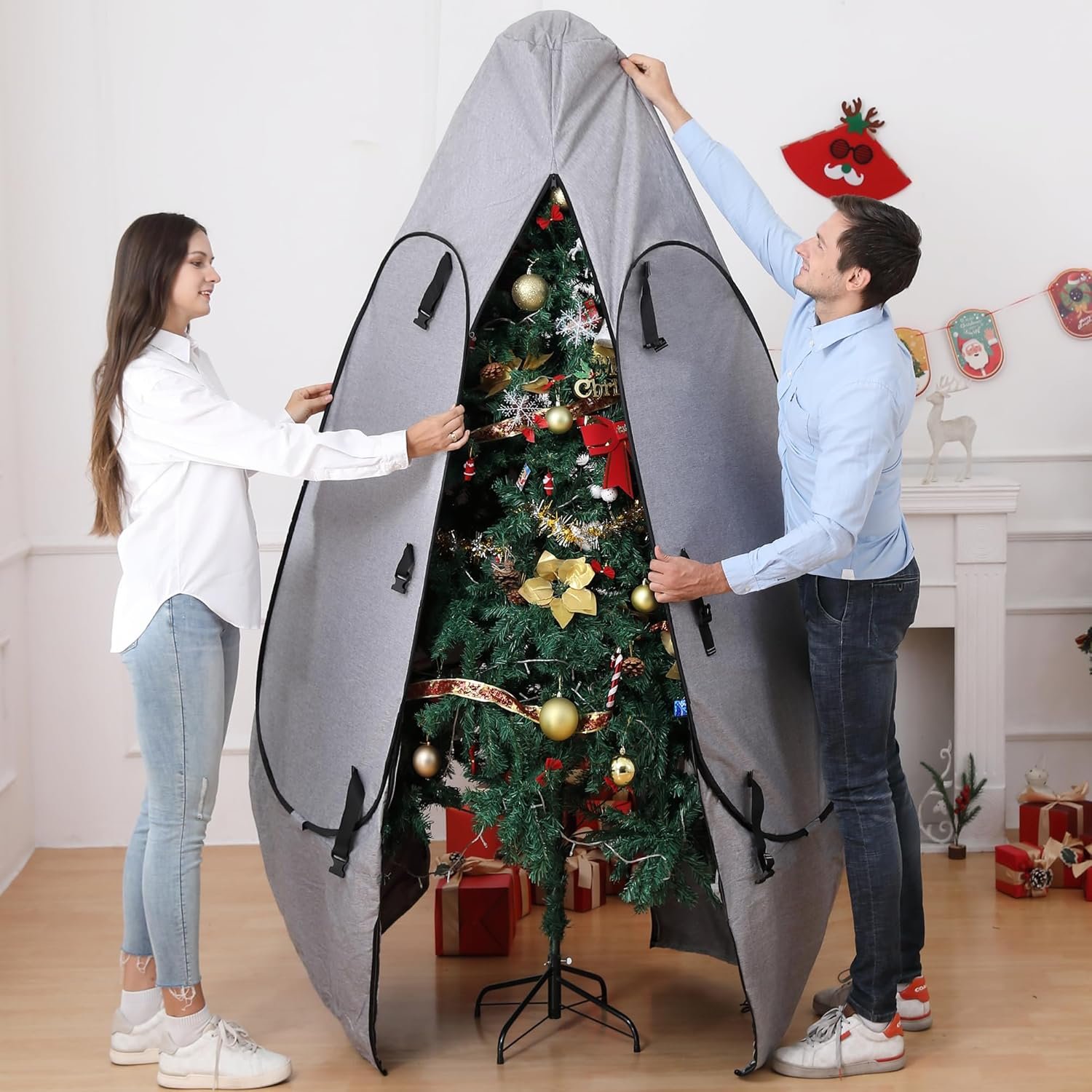 Upright Christmas Tree Storage Bag 7.5 Ft, Artificial Christmas Tree Storage Bag, Christmas Tree Cover for Upright Storage Fit 6 Ft / 6.5 Ft / 7 Ft / 7.5 Christmas Tree Storage Bag 6.5ft - Image 2