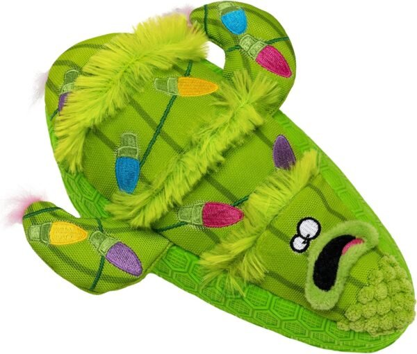 goDog Holiday Collection Mixed Materials TPE-Plush Holiday Cactus Squeaky Dog Toy, Chew Guard Technology - Green, One Size - Image 8