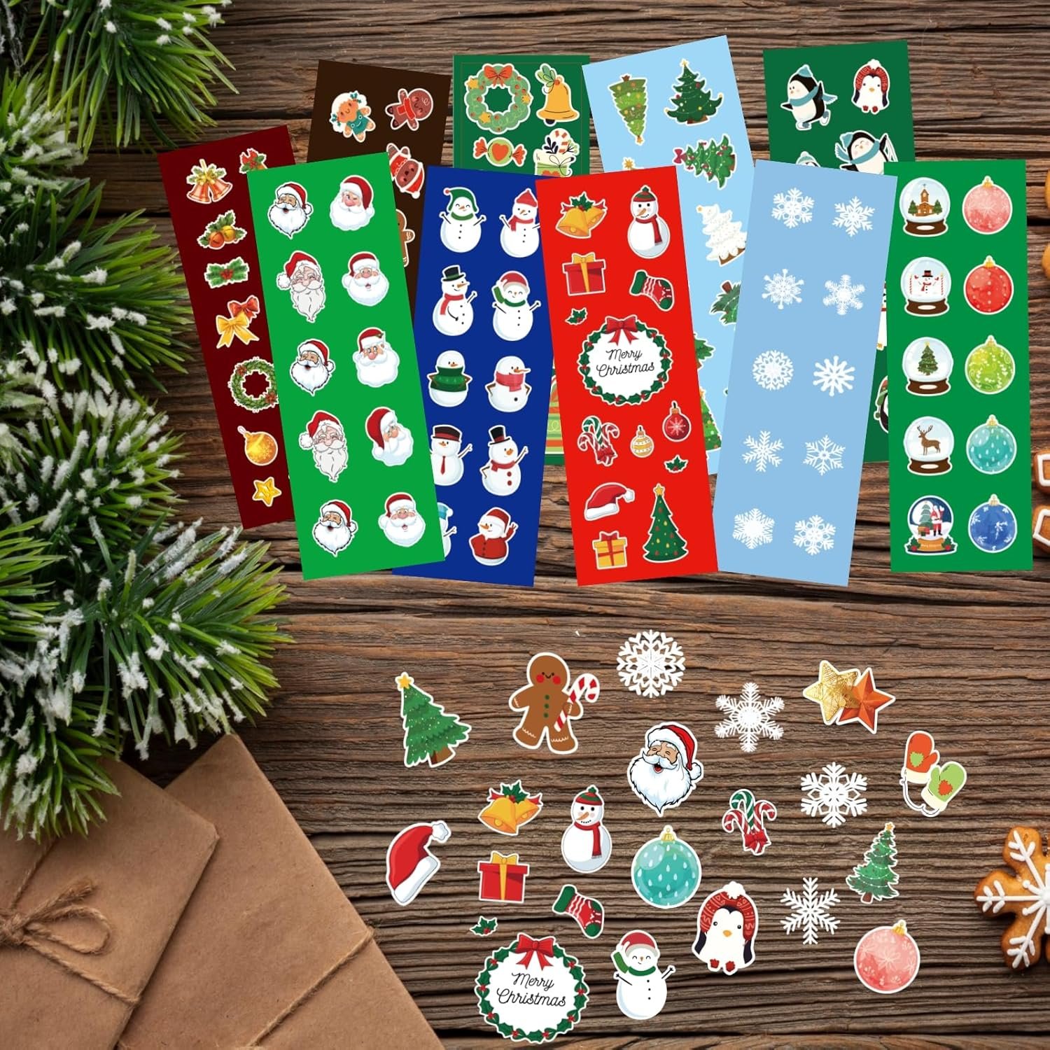 100 Sheets Christmas Stickers for Kids, 1220+pcs Holiday Stickers for Christmas Party Favors Stocking Stuffers, Bulk Christmas Stickers for Crafts Cards (10 Styles) - Image 4