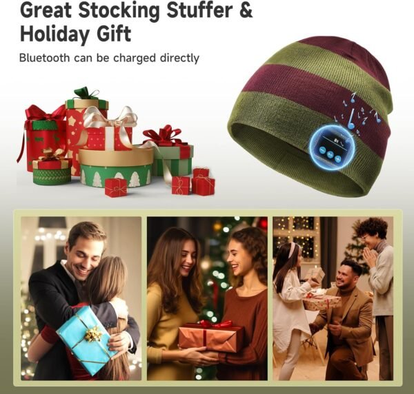 EDYELL Bluetooth Hat Beanie with Headphones,Reachargeable Winter Knit Music Cap,Wireless Earphone Beanie for Men/Women - Image 8