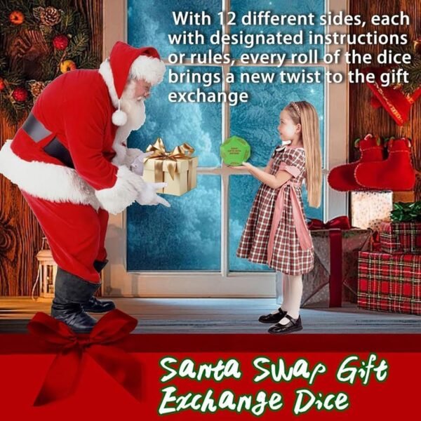 Santa Swap Gift Exchange Dice, 2025 New Santa Swap Gift Exchange Dice, Exchange Dice Game, Christmas Party Gift Exchange Dice Game, 12 Different Sides, Christmas Group Party Game (3 * 3 * 3in) - Image 6