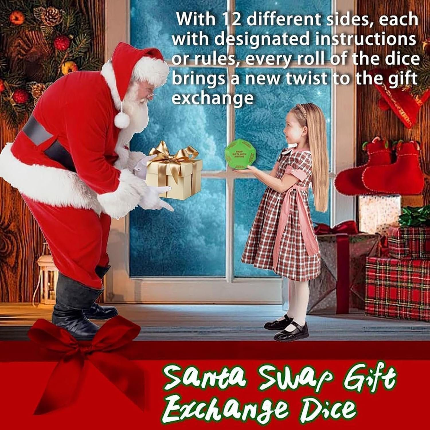 Santa Swap Gift Exchange Dice, 2025 New Santa Swap Gift Exchange Dice, Exchange Dice Game, Christmas Party Gift Exchange Dice Game, 12 Different Sides, Christmas Group Party Game (3 * 3 * 3in) - Image 6