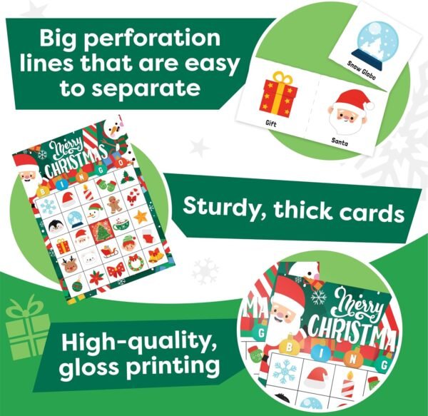 Christmas Bingo Game for Kids, Adults & Large Groups - 30 Players - Fun & Exciting Christmas Games for Family Party, Classroom Party - Reusable Christmas Bingo for Kids Christmas Party Games for Kids - Image 6
