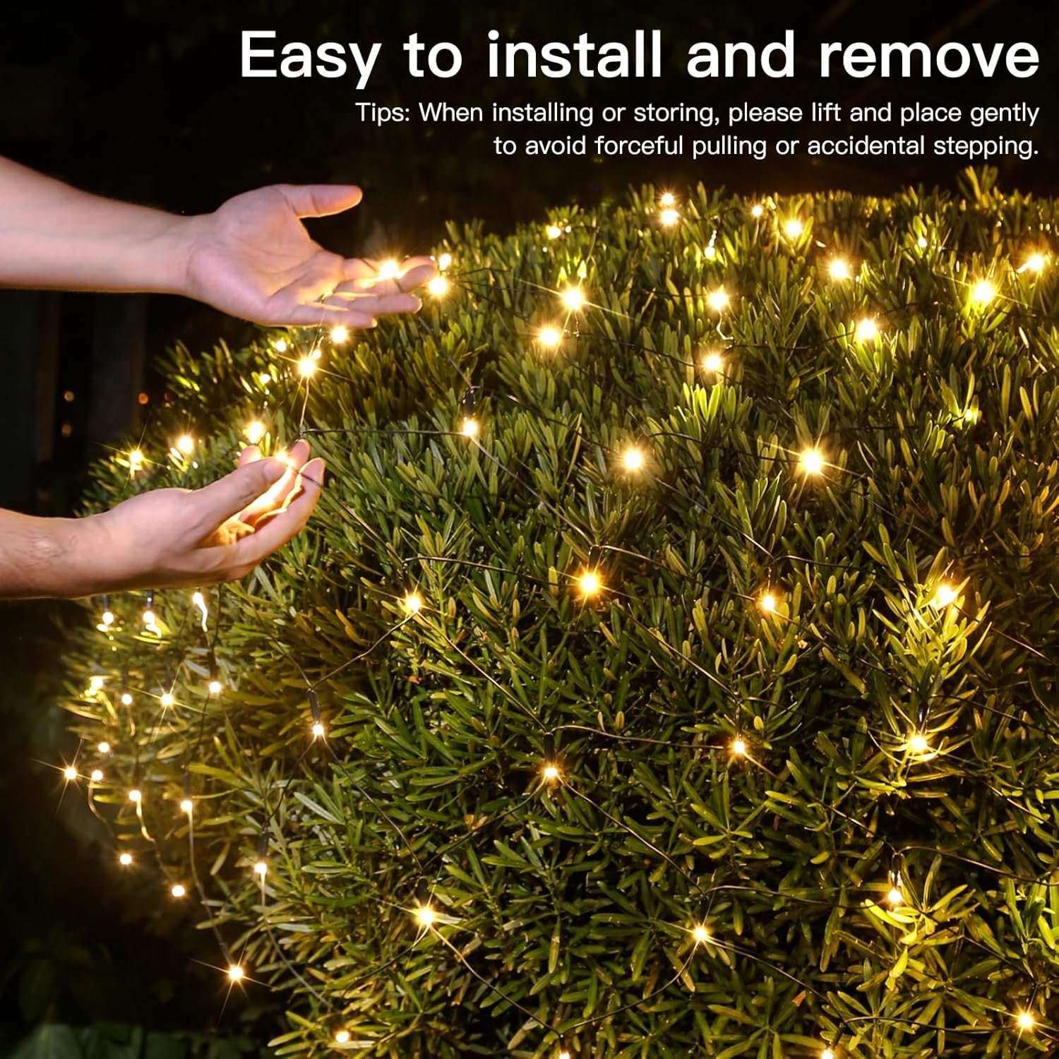 suddus 360 LED Christmas Net Lights, Net Lights Outdoor Mesh Lights,12ft x 5ft String Lights with Remote Waterproof Connectable Green Wire for Bushes, Lamn, Trees, Christmas Decoration, Warm White - Image 5