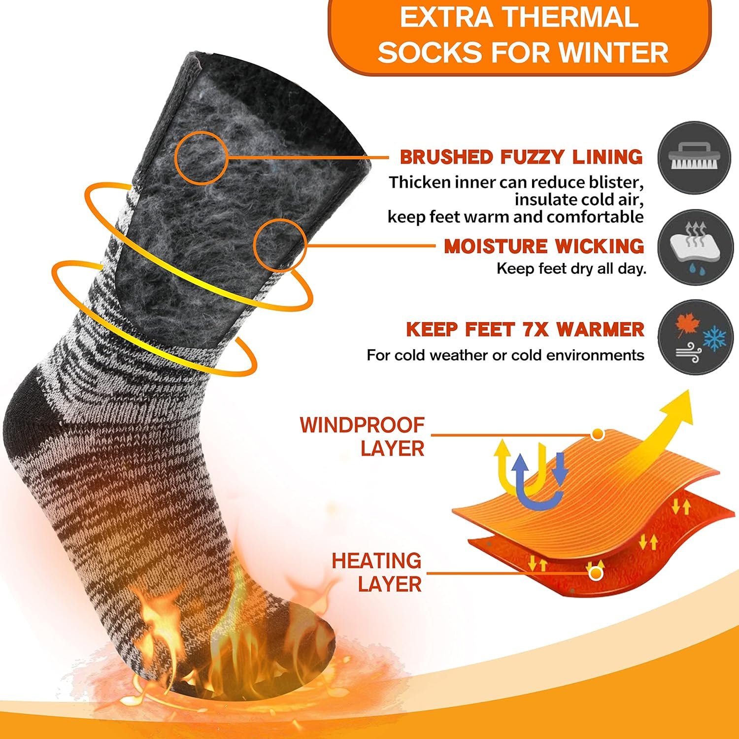 3 Pairs Warm Thermal Socks for Women & Men Winter Ski Thick Boot Insulated Socks for Cold Weather - Image 4