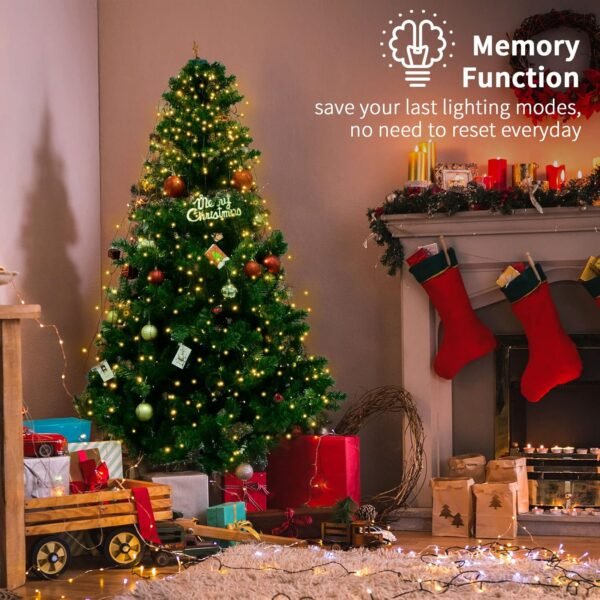 BOLWEO Christmas Tree Lights, 592LED 16 Lines Christmas Lights for Tree 8 Modes for 8ft-10ft Christmas Tree, UL Certified Indoor Outdoor Christmas Decorations 16 * 9.8ft Drops Warm White - Image 5