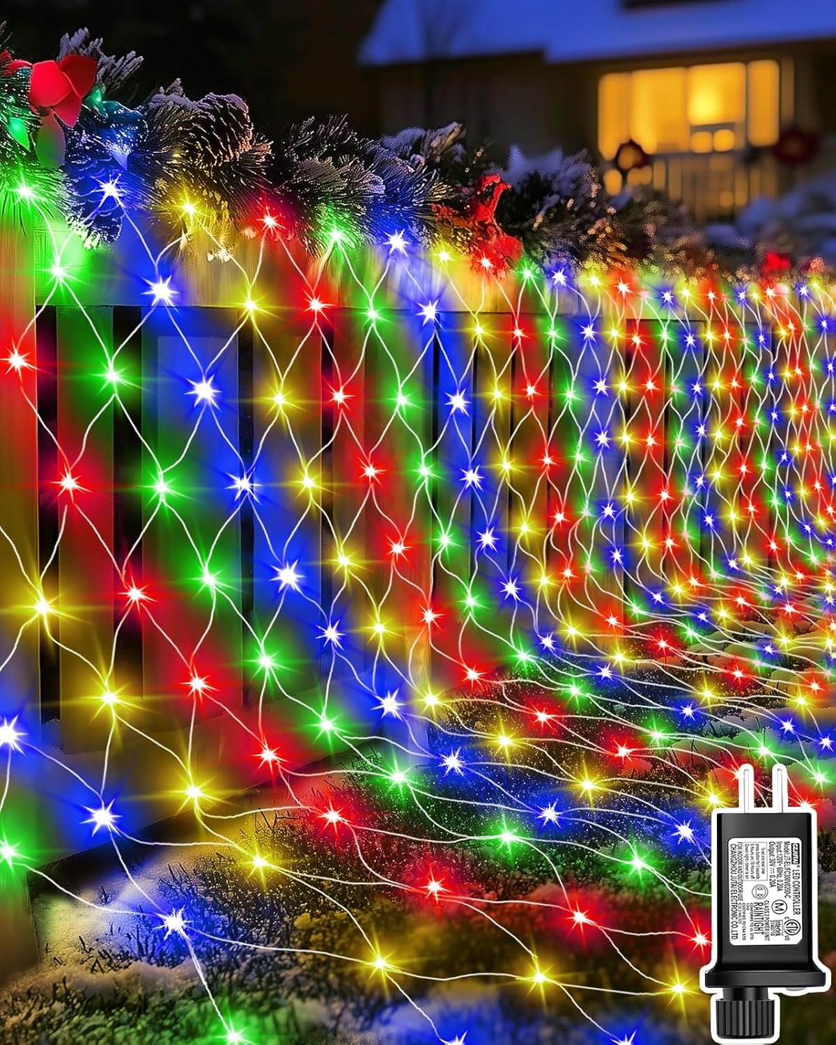 Christmas Net Lights 9.8ft x 6.6ft, 200 LED Outdoor Mesh Lights with 8 Modes, Waterproof Bush String Lights for Home Garden Yard Xmas Decorations Connecable, Timer (Multicolor) - Image 2