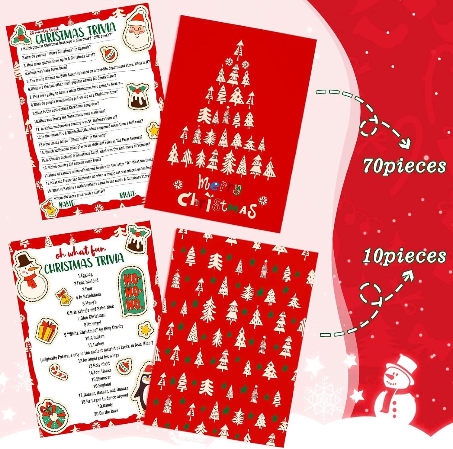 80 Pieces Christmas Trivia Games Question and Answer Cards Trivia Games for Family, Christmas Vacation Game Guessing Activity Holiday Games for Adults Coworkers Groups Christmas Party Supplies - Image 4
