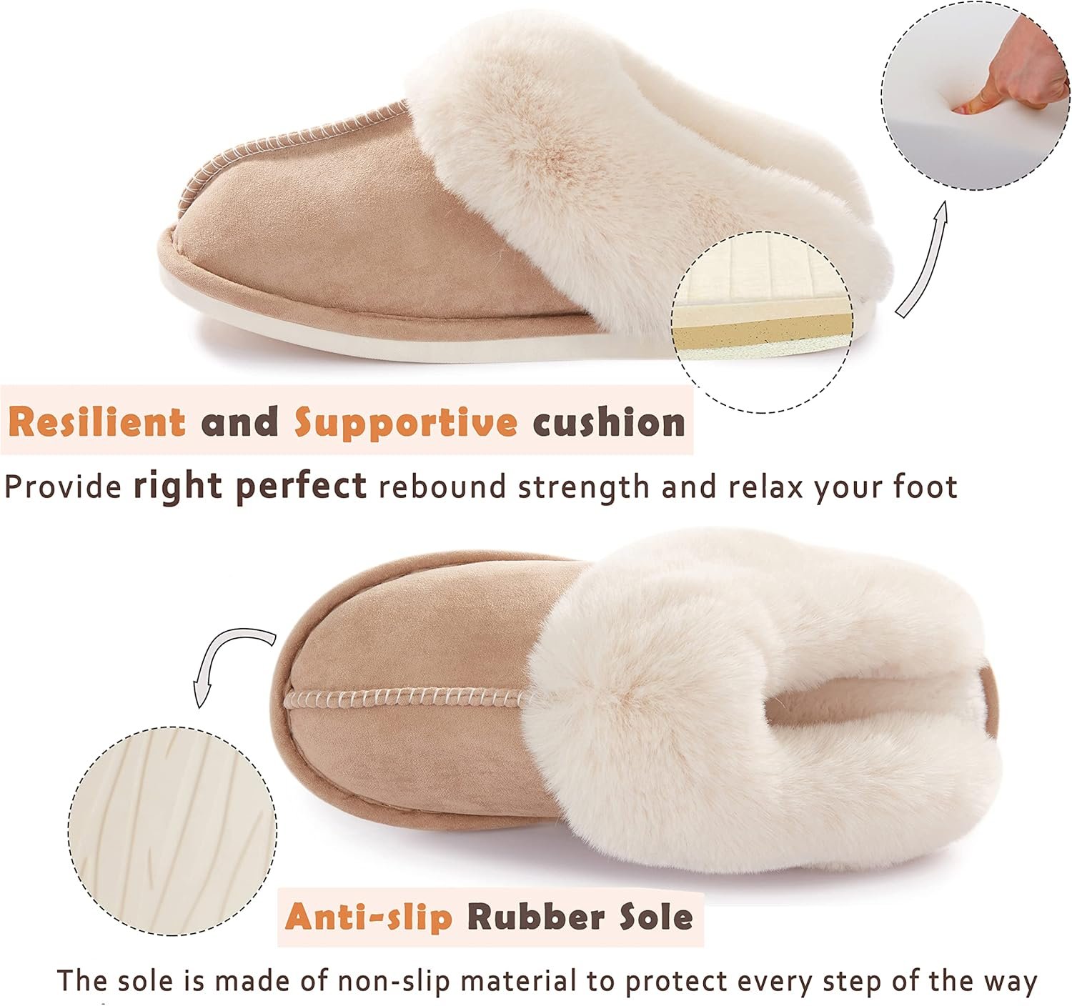 Donpapa Womens Slipper with Memory Foam Fluffy Soft Warm Slip On House Slippers,Anti-Skid Cozy Plush for Indoor Outdoor - Image 7