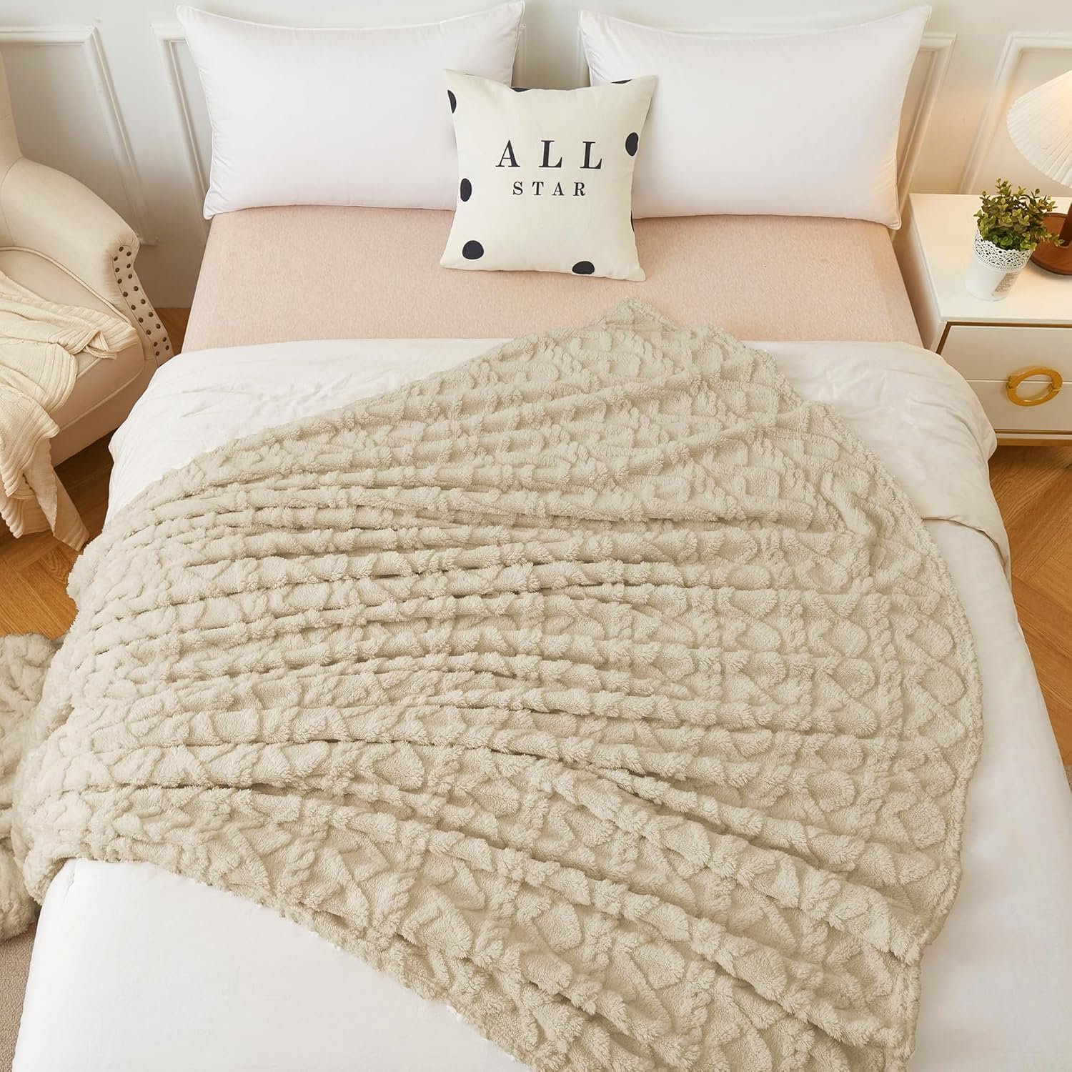 Aganear Fleece Throw Blanket - Cozy Soft Lightweight Fuzzy Throw Blanket for Women Portable Throw Blankets for Couch, Warm Present for Birthday, Christmas, Halloween, Housewarming(50"x60", Khaki) - Image 5