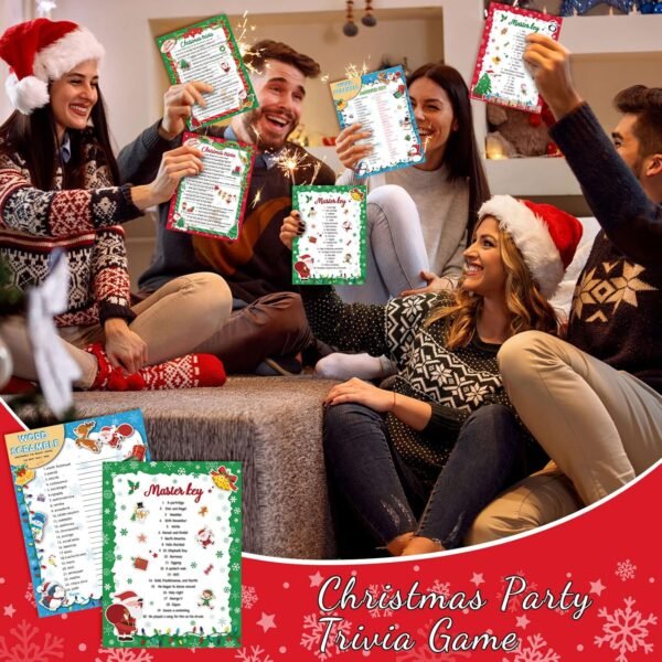 90 Pcs Christmas Trivia Game and Word Scramble Christmas Games for Family Christmas Decorations Xmas Guessing Activity Holiday Games for Friends Kids Coworkers Groups Christmas Party Supplies - Image 5