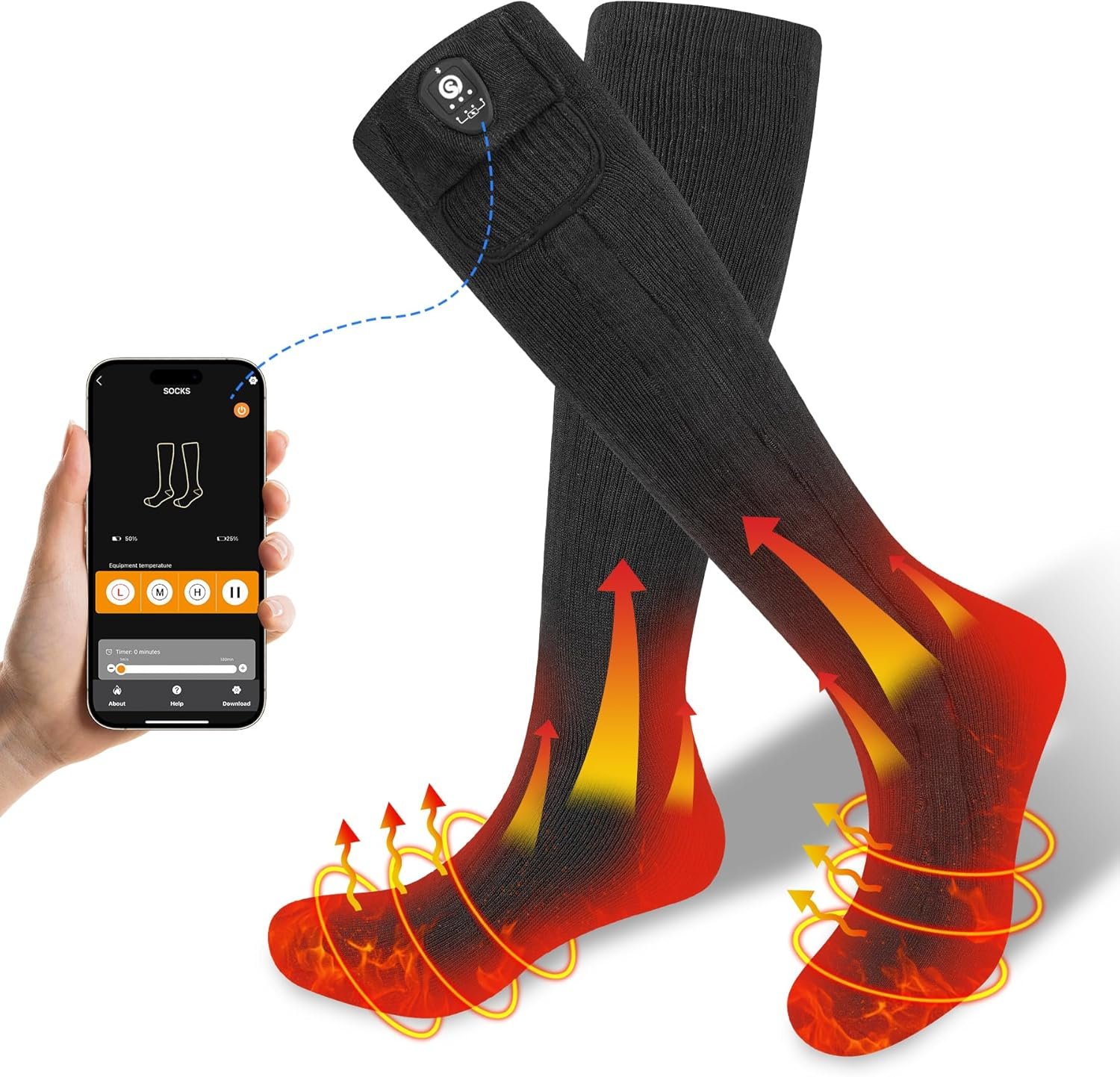 SAVIOR HEAT Heated Socks for Men Women with APP Control Battery Rechargeable Electric Heating Skiing Socks Washable Foot Warmer for Winter Hunting Skiing Fishing Hiking - Image 2