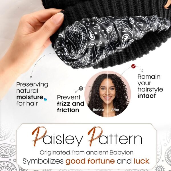 FURTALK Winter Beanie Hat for Women Satin Lined Cable Knit Chunky Slouchy Beanies Skull Warm Cap - Image 3