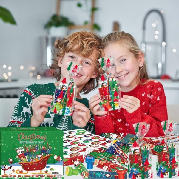 168 Pcs Christmas Party Favors Bulk for Kids-24-Pack Christmas Stationery Set for Stocking Stuffers, Christmas-Themed Classroom Gift Exchange School Games Prizes Carnival Events - Image 6