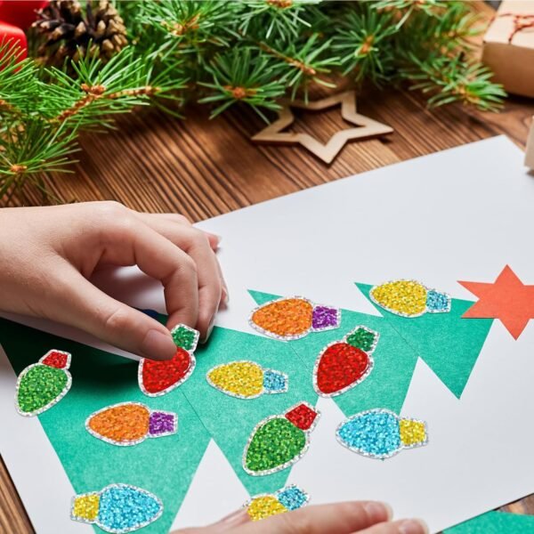 Whaline Christmas Stickers Roll Laser Light Bulb Seal Stickers 5 Colors Xmas Waterproof Self-Adhesive Decals for Envelope Journal Decor Party Supplies, 500Pcs - Image 6