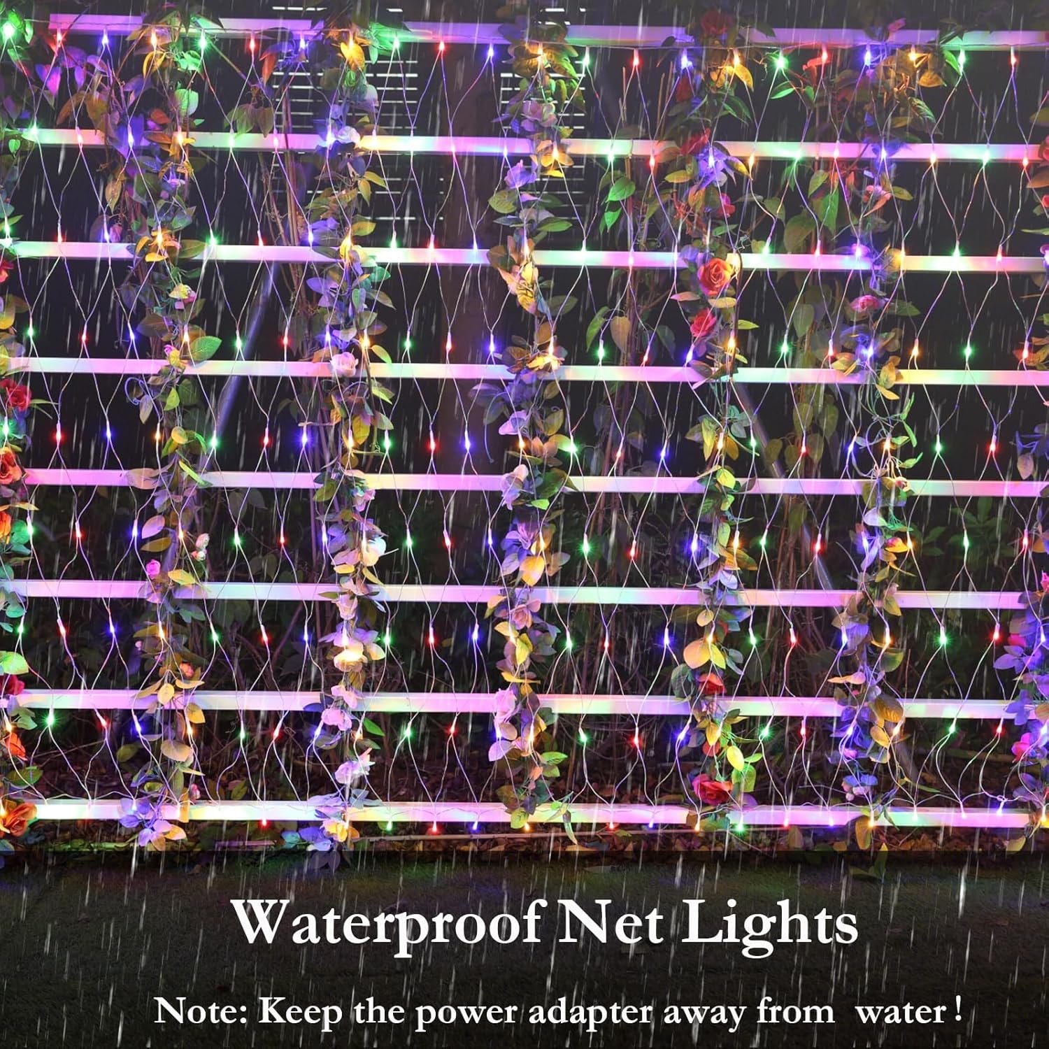Joomer 12ft x 5ft 360 LED Christmas Net Lights, 8 Modes Bush Mesh Lights Connectable, Timer, Waterproof for Christmas Trees, Bushes, Garden, Outdoor Decorations (Clear Wire, Multicolor) - Image 5