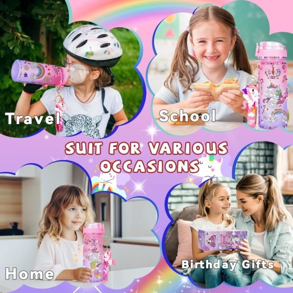 CUISH Decorate Your Own Water Bottle for Girls Age 4-6-8-10, Girls Toys Age 6-8-13, Personalized Gifts Stocking Stuffers for Kids Girls, Unicorn DIY Art Crafts Birthday Gifts Christmas Toys for Girls - Image 7
