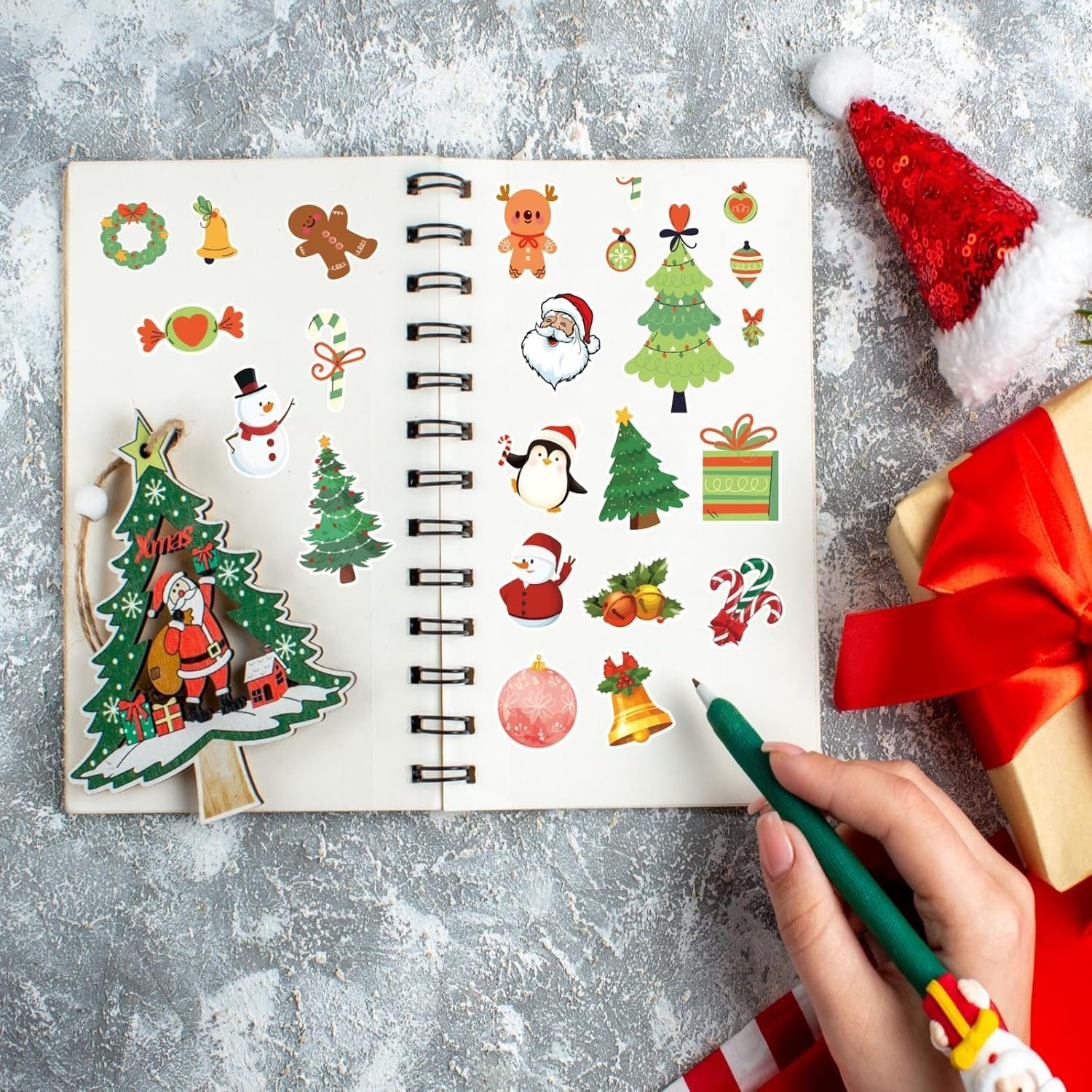 100 Sheets Christmas Stickers for Kids, 1220+pcs Holiday Stickers for Christmas Party Favors Stocking Stuffers, Bulk Christmas Stickers for Crafts Cards (10 Styles) - Image 7