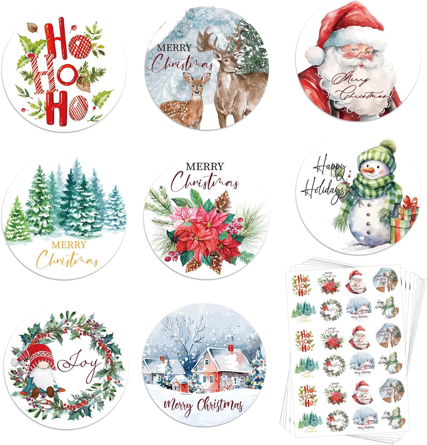 1000 Pcs Christmas Stickers for Envelopes,1.5 Inch Round Christmas Stickers for Crafts,Christmas Envelope Seal Cards Gift Stickers,8 Designs - Image 2