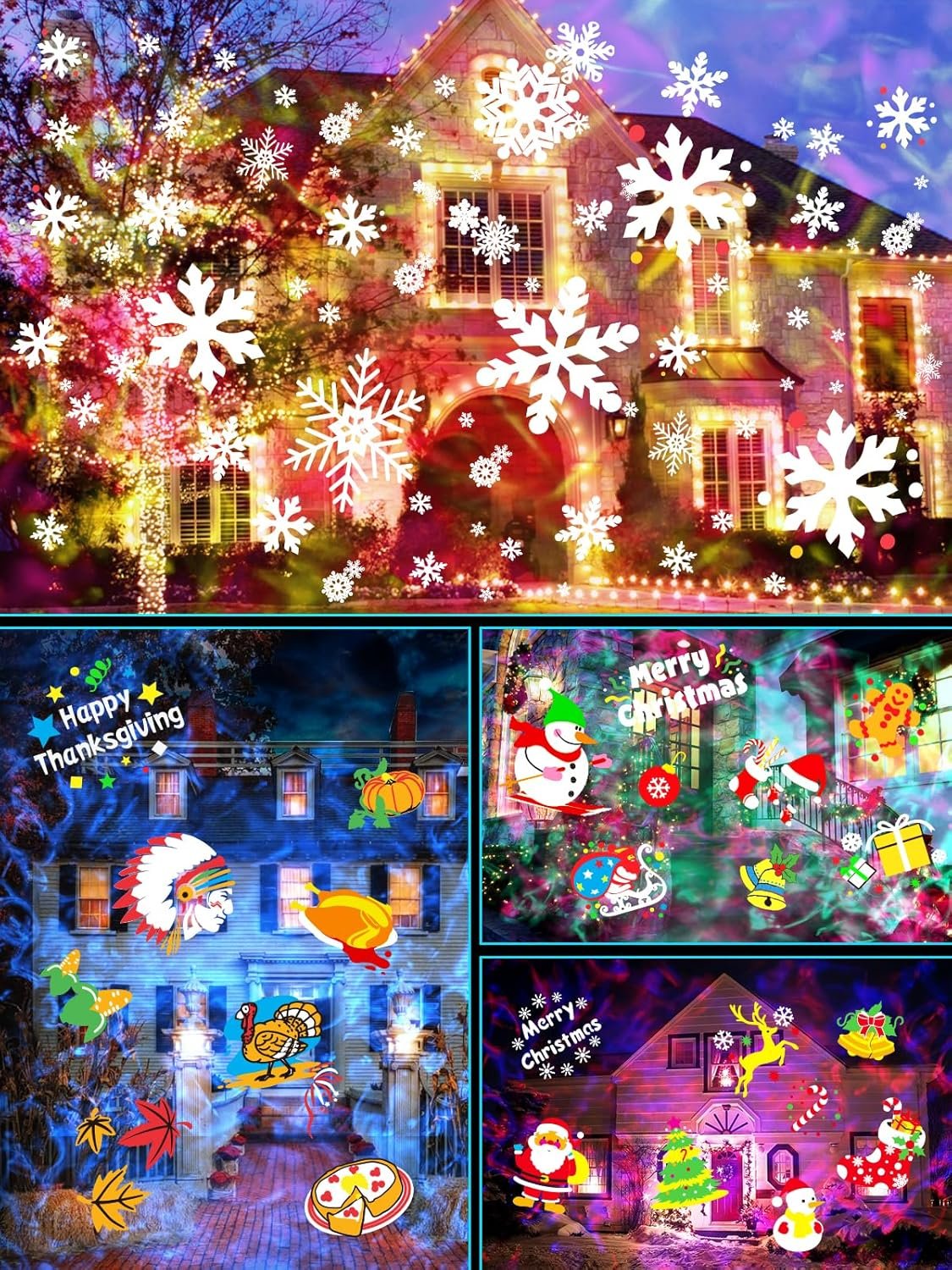 Christmas Holiday Projector Lights Outdoor Indoor, Anysun Christmas Decorations Brighter 80 Patterns & 3D Ocean Wave Light, Waterproof Christmas Lights with Timer for Party House Atmosphere-10 Slides - Image 4
