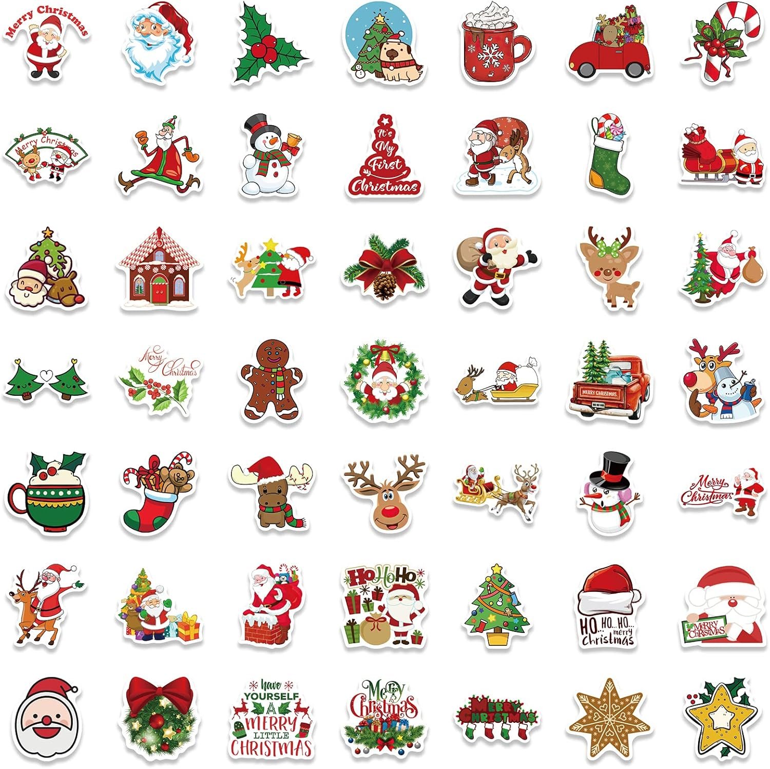100pcs Christmas Stickers Decorations, Repeating Christmas Holiday Stickers for Kids Adults, Cute Vinyl Laptop Stickers for Skateboard, Water Bottles, Cars, Bumper, Scrapbook, Hard Hat - Image 4