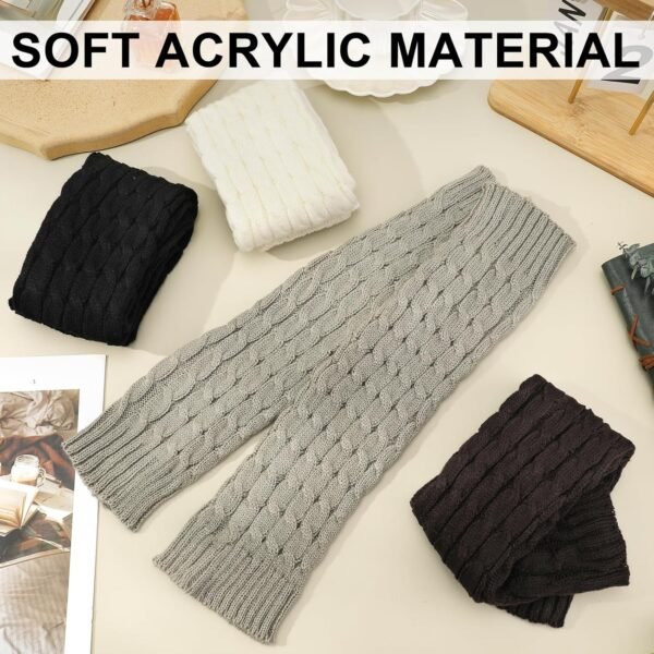 4 Pairs Leg Warmers for Women Winter Long Leg Warmers Knit Leg Warmers Warm Long Boot Socks for 80s Party Yoga Dance - Image 3