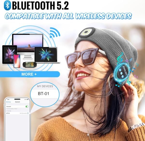 KEZKALS Gifts for Men, Bluetooth Beanie Hat, Stocking Stuffers for Adults, Men, Mens Gifts for Christmas, Gifts for Men Who Want Nothing, Cool Gadgets for Men, Bluetooth Hat for Men, Husband, Women - Image 5