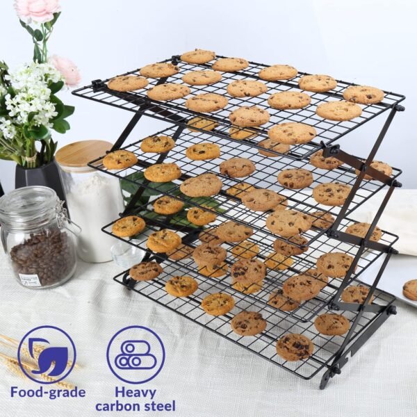 Geesta 2/3/4-Tier Upgraded Collapsible Cooling Rack with Adjustable 3 Setting Design Stackable Roasting Cooking Drying Wire Cooling Rack for Cookies Baking Gifts for Women - Image 7